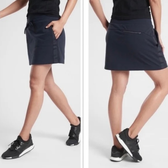 Mint ATHLETA Metro Downtown Skort Skirt Shorts Navy Blue Side Ribbon Tuxedo - Picture 13 of 13